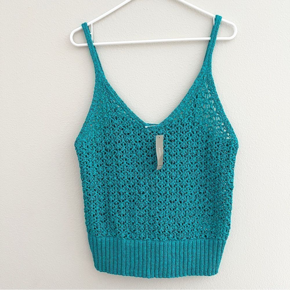J crew NWT Cropped V-neck sweater-tank in textured pointelle knitted size XXL